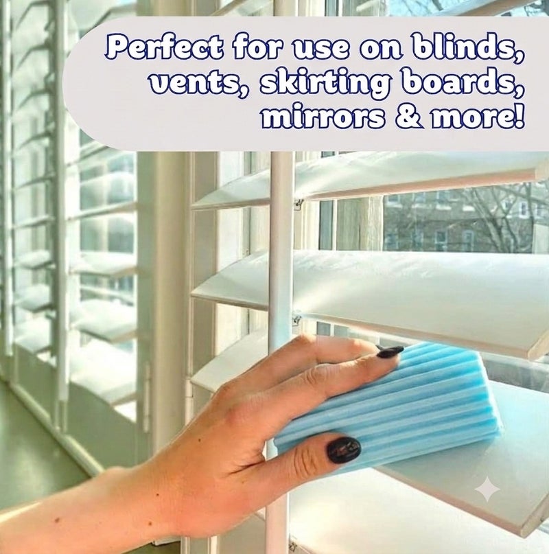 Scrub Daddy Damp Duster Light Blue, Pre-Moistened Dust Cleaning Sponge for Blinds, Shelves, Furniture and Tight Spaces, Reusable Dust Remover with Ridged Design, 1 Piece - Image 2