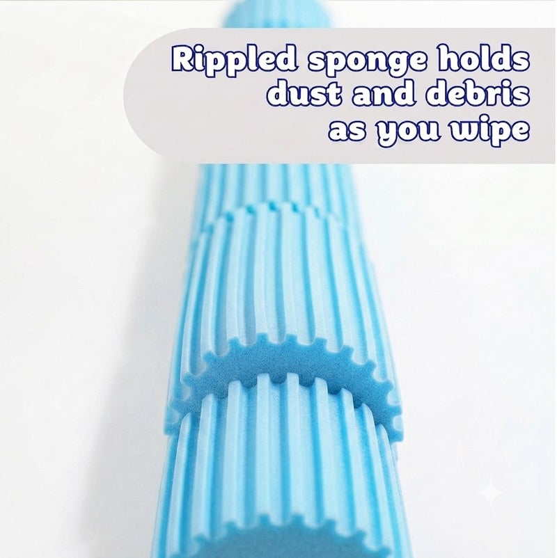 Scrub Daddy Damp Duster Light Blue, Pre-Moistened Dust Cleaning Sponge for Blinds, Shelves, Furniture and Tight Spaces, Reusable Dust Remover with Ridged Design, 1 Piece - Image 5