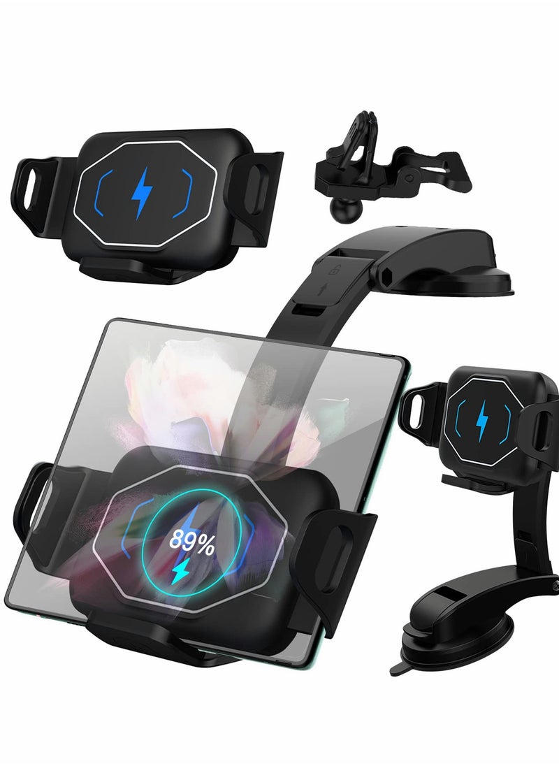 Excefore Wireless Car Charger Mount Holder Compatible for Galaxy Z Fold3 Fold2 Fold S22 Ultra Google Pixel 6 Pro, 15W Fast Charging Phone iPhone 14 13 Pro Max 12  - Image 1