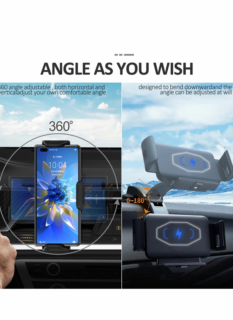 Excefore Wireless Car Charger Mount Holder Compatible for Galaxy Z Fold3 Fold2 Fold S22 Ultra Google Pixel 6 Pro, 15W Fast Charging Phone iPhone 14 13 Pro Max 12  - Image 5
