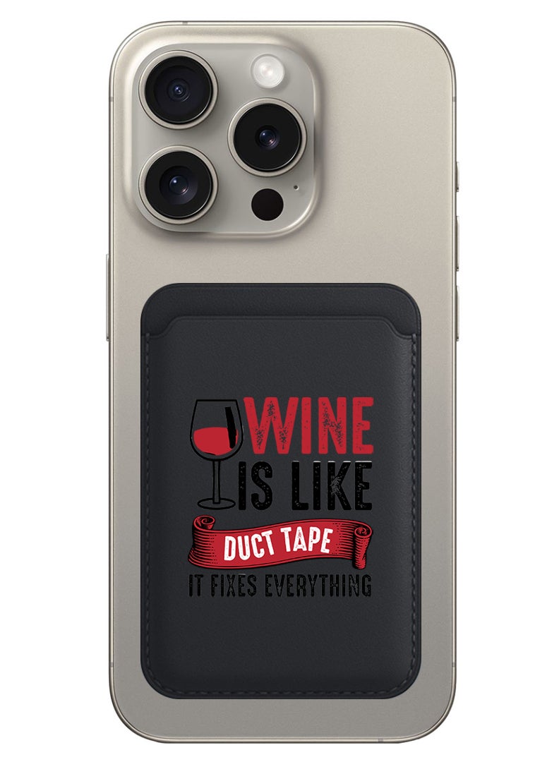 Theodor Magnetic Wallet, Compatible with MagSafe Wallet, for iPhone Wallet, for iPhone 16/15/14/13/12 Series, Not for iPhone 13/12 mini, 3 Card Holder, Vegan Leather, Black - Wine is like duct tape black - Image 1