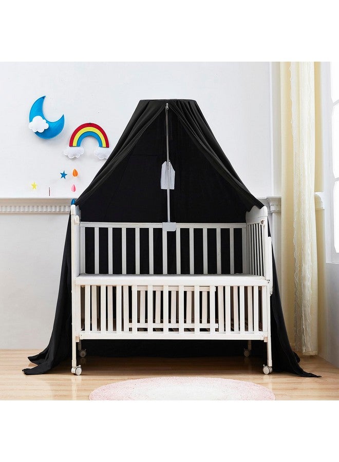 73Hours Blackout Sleep Tent Crib Tent with Canopy Frame for Toddlers,Crib and Pack N Play Bed Blackout Cover Baby Sleep Tent,Travel Tent Canopy Portable Privacy Tent (Black) - Image 1