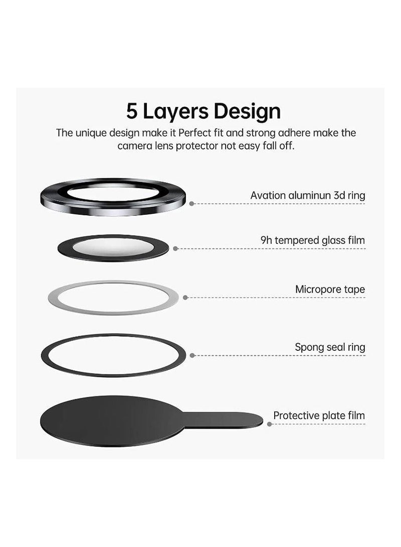 Rock Pow Camera Lens Protector For iPhone 14 Pro Max (6.7 inch)/ iPhone 14 Pro (6.1 inch) ,Anti Scratch HD Tempered Metal Glass Camera Screen Protector Shockproof Cover Film,Graphite - Image 3