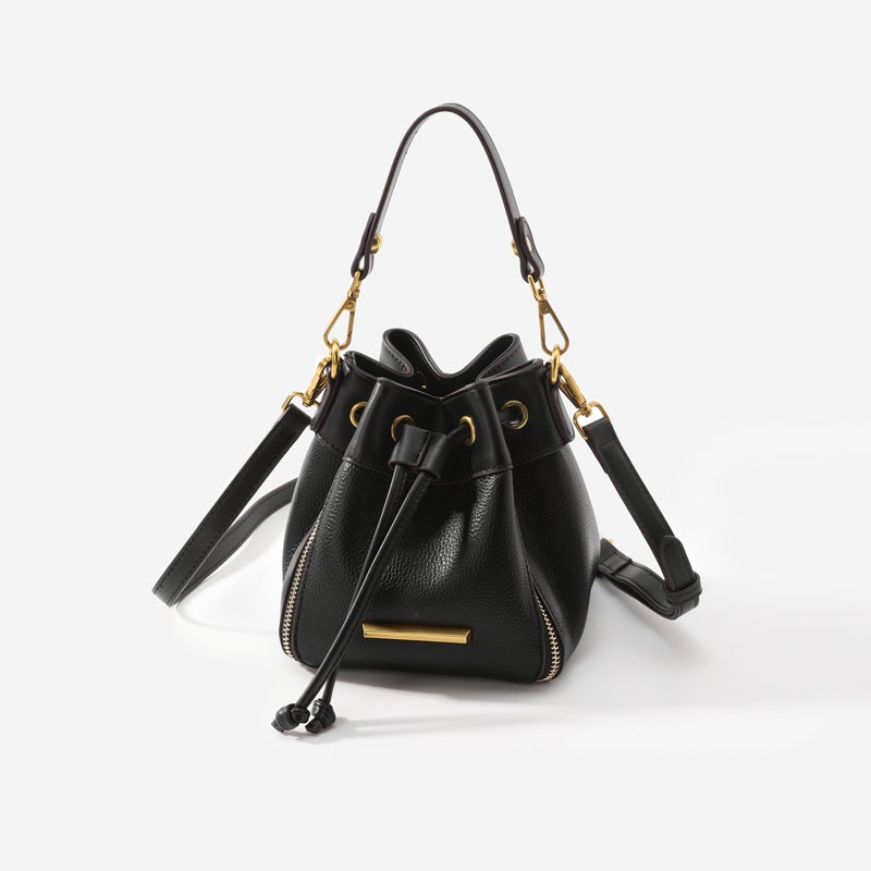 Niche Fashion Commuter-Style Textured Bucket Bag For Women, New Simple Crossbody Bag, Versatile Shoulder Bag, Genuine Leather Handbag For Women - Image 1