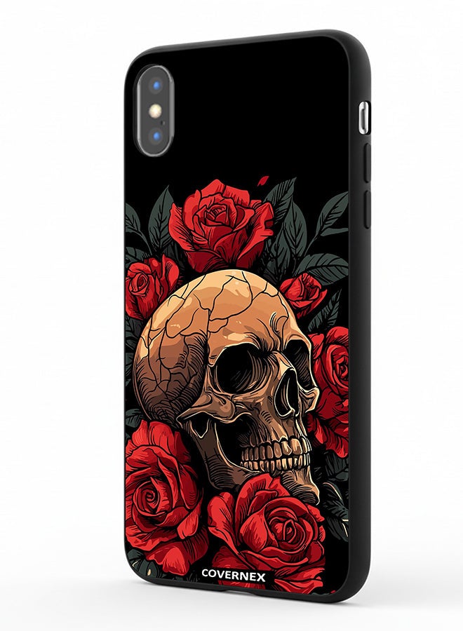 Covernex Apple iPhone Xs Max Protective Case Cover Printed Featuring Gothic with Roses Illustration - Image 1