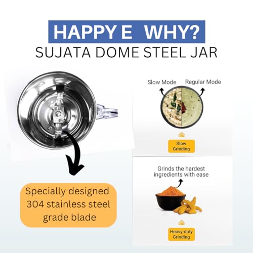 HAPPY E Sujata Dome Steel Jar | Sujata Mixer Grinder (1500 ml) - Image 3