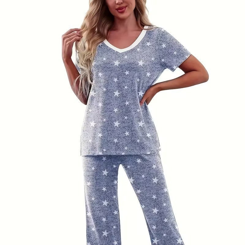 Women's Short Sleeve Digital Print Pajama Set - Image 5