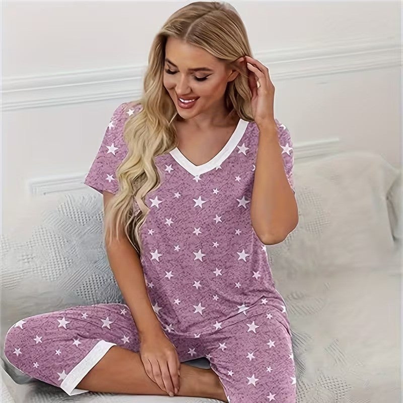 Women's Short Sleeve Digital Print Pajama Set - Image 3