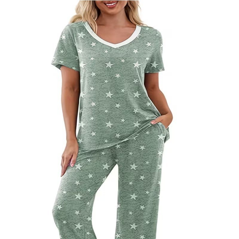 Women's Short Sleeve Digital Print Pajama Set - Image 4