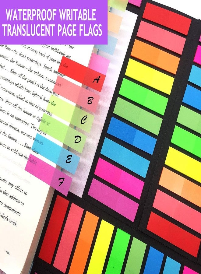 Vabrloy 2400Pcs Neon Page Markers,12 Sets Fluorescent Sticky Tabs in 10 Primary Colors,Translucent Sticky Notes for Annotating Books,Bookmarks,Notebook,Removes Cleanly - Image 5