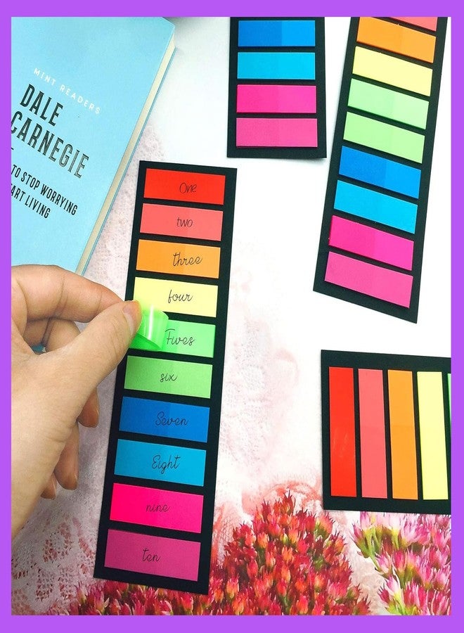 Vabrloy 2400Pcs Neon Page Markers,12 Sets Fluorescent Sticky Tabs in 10 Primary Colors,Translucent Sticky Notes for Annotating Books,Bookmarks,Notebook,Removes Cleanly - Image 3