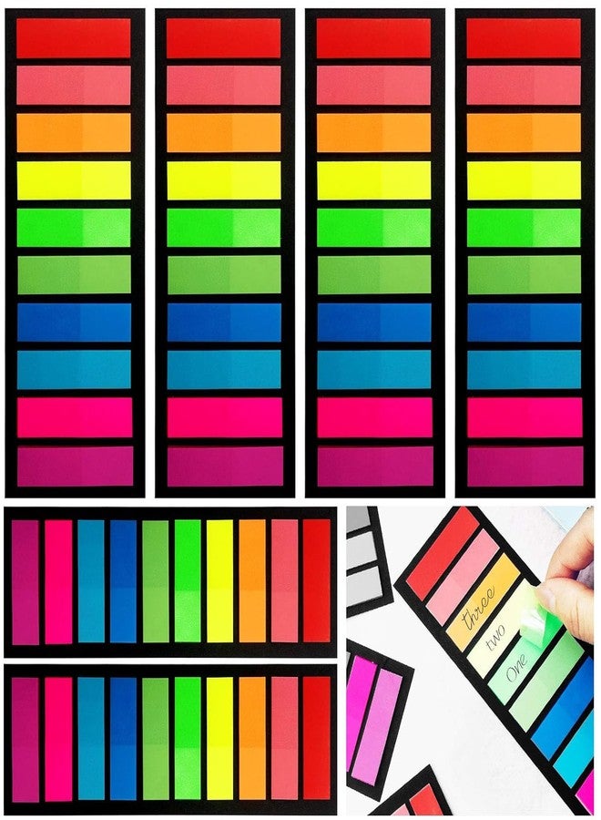 Vabrloy 2400Pcs Neon Page Markers,12 Sets Fluorescent Sticky Tabs in 10 Primary Colors,Translucent Sticky Notes for Annotating Books,Bookmarks,Notebook,Removes Cleanly - Image 1