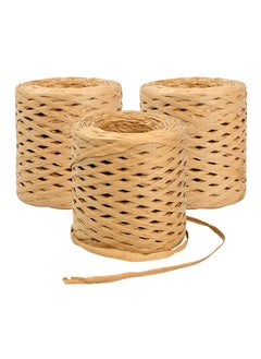 3 Rolls Raffia Paper Ribbon 200M Matte Paper String Ribbon Ribbon Packing Twine for Festival Gift Wrapping DIY Art Craft Decoration Fixed Bouquet Brown