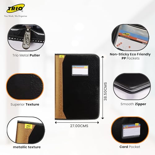 Trio Executive Folders and Organizer for Business Cards and Documents, Black (Copper, 20 Pockets) - Image 5