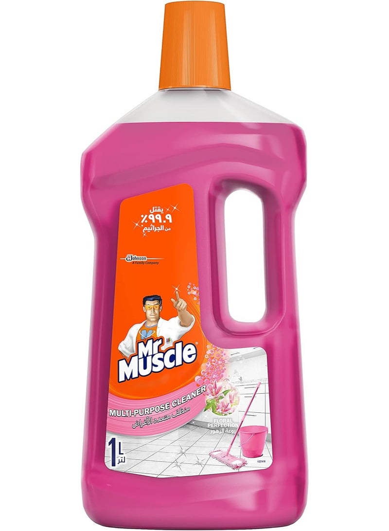 مستر ماسل منظف ​​أرضيات سائل متعدد الأغراض برائحة الزهور المثالية للتنظيف المتقدم والانتعاش يقتل 99.9% من الجراثيم 1 لتر - Image 1
