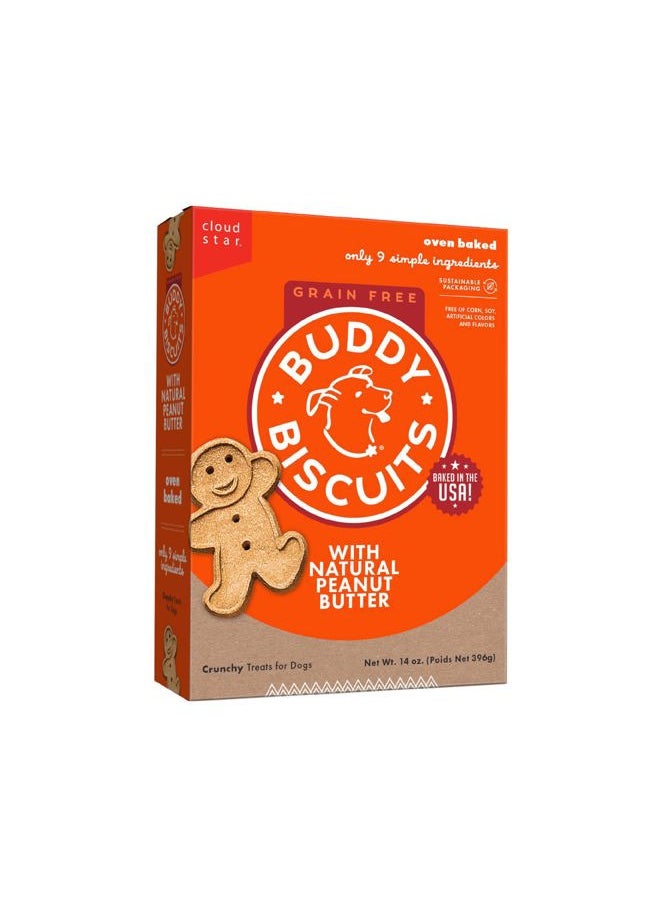 BUDDY BISCUITS - Buddy Biscuits 14 oz Box of Grain-Free Crunchy Dog Treats Made with Natural Peanut Butter - Image 1
