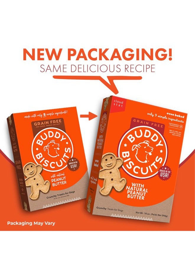 BUDDY BISCUITS - Buddy Biscuits 14 oz Box of Grain-Free Crunchy Dog Treats Made with Natural Peanut Butter - Image 1