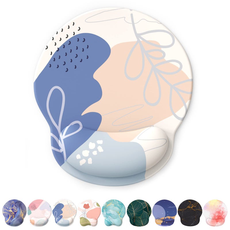 eulps Mouse Pad with Wrist Rest, Comfortable Computer Mousepad with Gel Wrist Support Smooth Surface and Non-Slip PU Base for Pain Relief, Laptop, Office & Home (Leafy Lushness) - Image 1