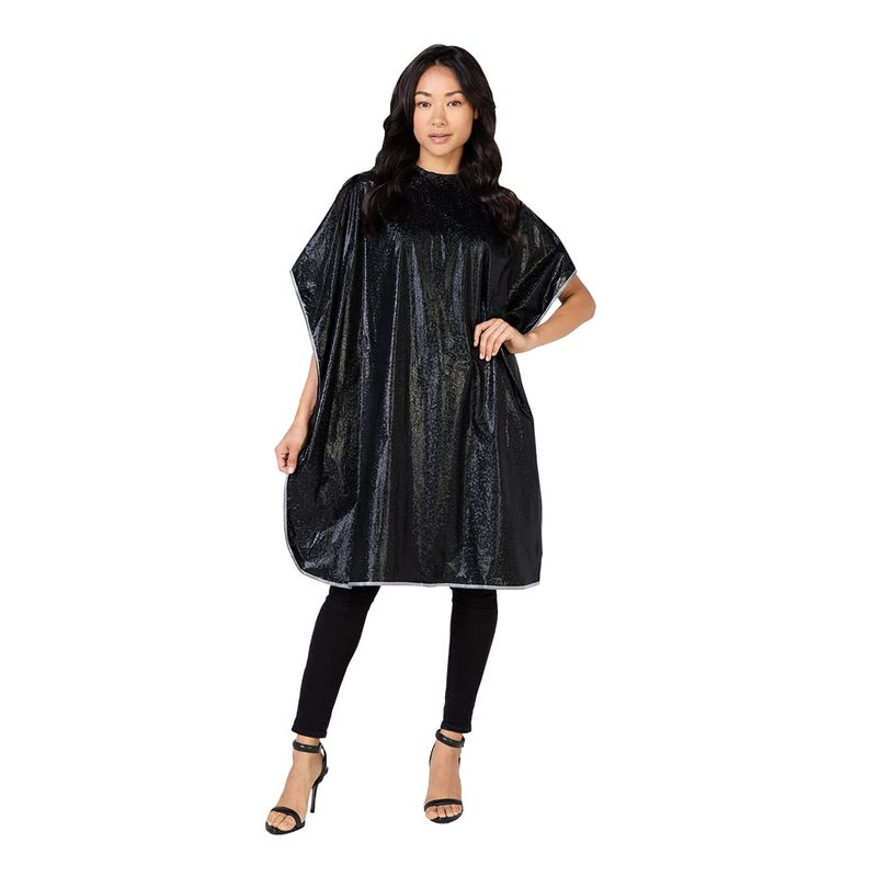 Betty Dain Hair Stylist Shampoo Cape Waterproof and Stain Resistant Vinyl Soft Nylon Neckband Classic Black Color Design Touchandclose Fastener 36 x 54 inches Black