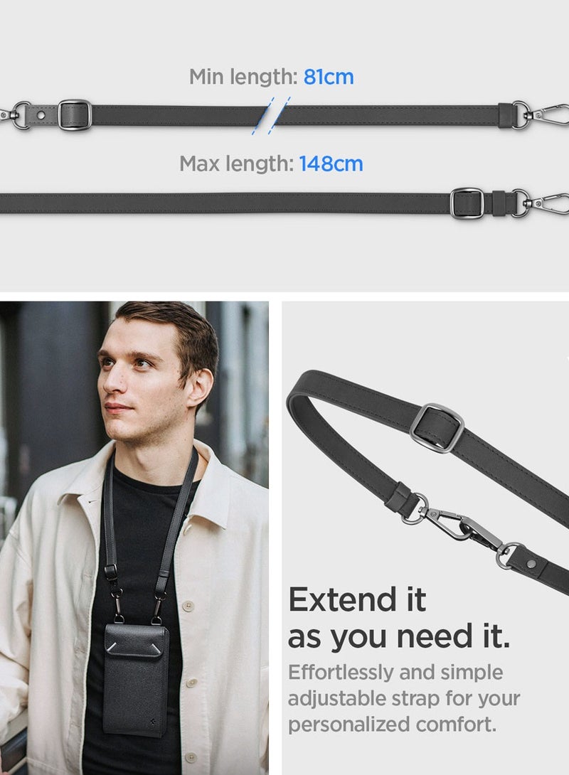 Spigen Valentinus Crossbody Phone Pouch Travel Shoulder Wallet Bag & Card Holder with Strap Compatible with all Smartphones up to 6.8 inch - Black - Image 4