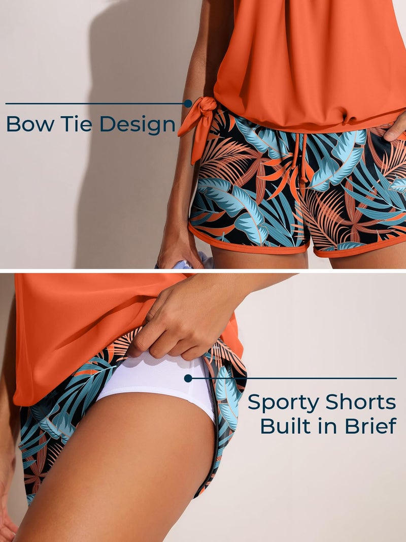 Summer Mae Blouson Womenâ€™s Tankini Swimsuits with Shorts Tummy Control Bathing Suits Side Pockets Tropical Green Foliage Large 2026 - Image 4