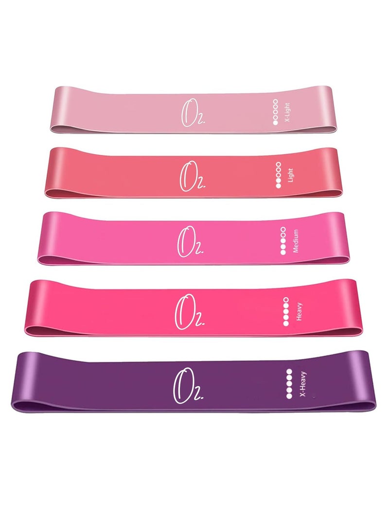 O2. Resistance Bands Set, 5pcs Assorted Pounds Strength Training Exercise Resistance Loops Stretch Bands, Gym Fitness Yoga Workout Resistance Loops Bands for Arm Legs and hips - Image 2