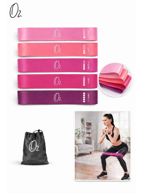 Resistance Bands Set, 5pcs Assorted Pounds Strength Training Exercise Resistance Loops Stretch Bands, Gym Fitness Yoga Workout Resistance Loops Bands for Arm Legs and hips