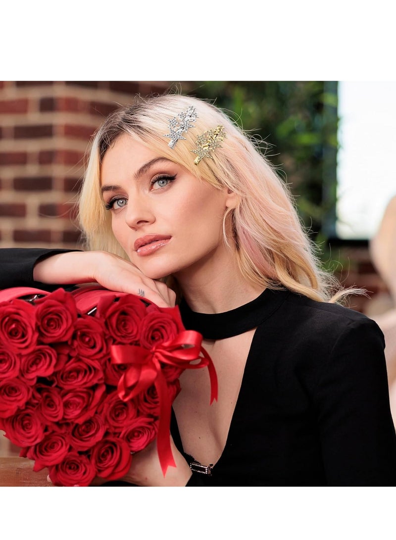 SYOSI مشابك شعر مزينة بالأحجار اللامعة، دبابيس شعر زفاف للعروس، مشابك شعر ذهبية فضية على شكل نجوم للعروس وصديقاتها، إكسسوارات شعر فرنسية من الكريستال للعروس، 12 قطعة للنساء والفتيات - Image 3