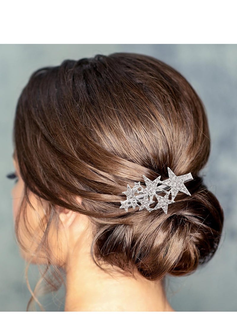 SYOSI مشابك شعر مزينة بالأحجار اللامعة، دبابيس شعر زفاف للعروس، مشابك شعر ذهبية فضية على شكل نجوم للعروس وصديقاتها، إكسسوارات شعر فرنسية من الكريستال للعروس، 12 قطعة للنساء والفتيات - Image 5