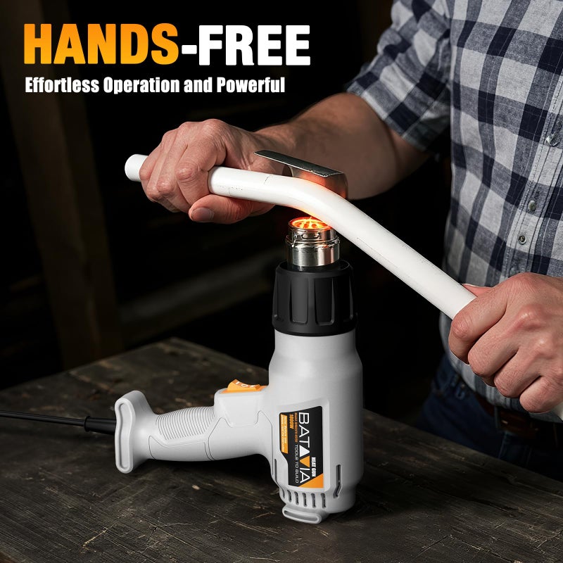 Batavia Heat Gun - BATAVIA Dual Protection Fuses 1800W Heavy Duty Fast Heat Hot Air Gun with 752â„‰&1112â„‰ Dual-Temperature Settings and 4 Nozzles with Overheat Protection for Crafts, Vinyl Wrap, Shrink Tubing - Image 5