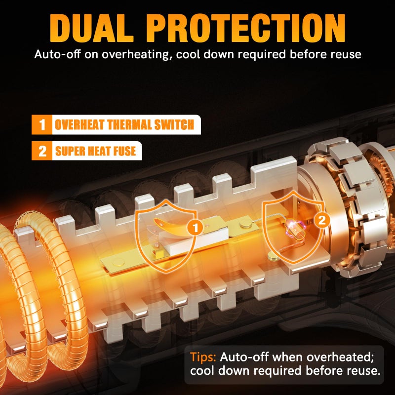 Batavia Heat Gun - BATAVIA Dual Protection Fuses 1800W Heavy Duty Fast Heat Hot Air Gun with 752â„‰&1112â„‰ Dual-Temperature Settings and 4 Nozzles with Overheat Protection for Crafts, Vinyl Wrap, Shrink Tubing - Image 2