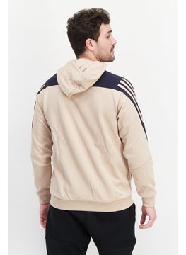 Adidas Men Sportswear Fit Brand Logo Training Hoodies, Beige  - Image 3