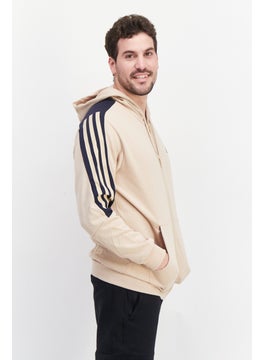 Adidas Men Sportswear Fit Brand Logo Training Hoodies, Beige  - Image 4