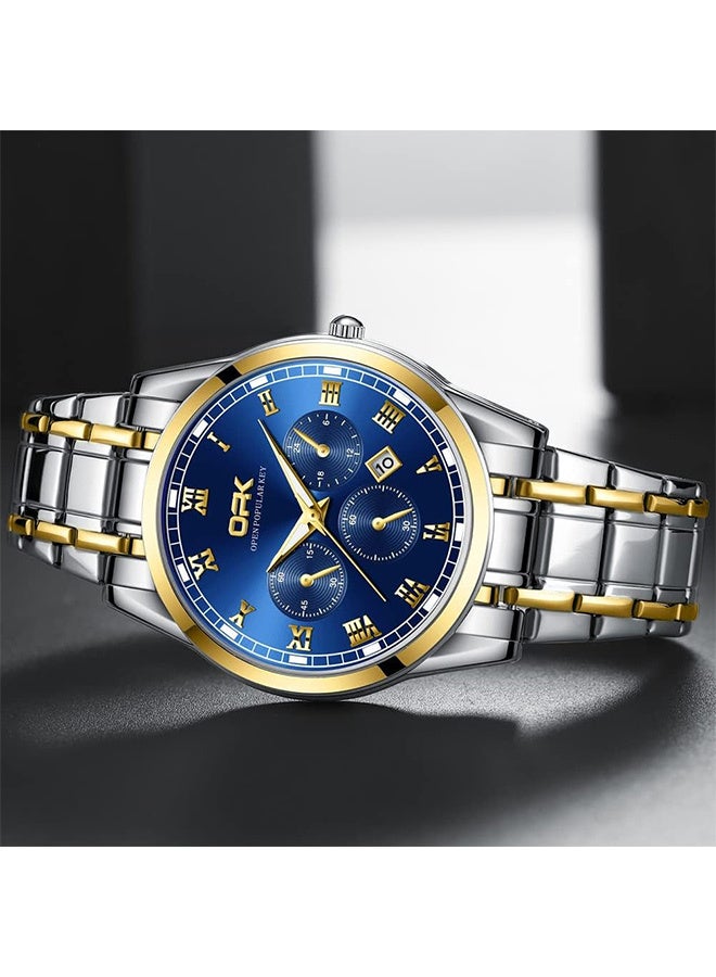 Wrist Watch for Men, Fashion Designed Analog Quartz Men's Watch with Calenda Display, Glow in The Dark Classic Gent's Watch with Stainless Steel Strap - Image 4