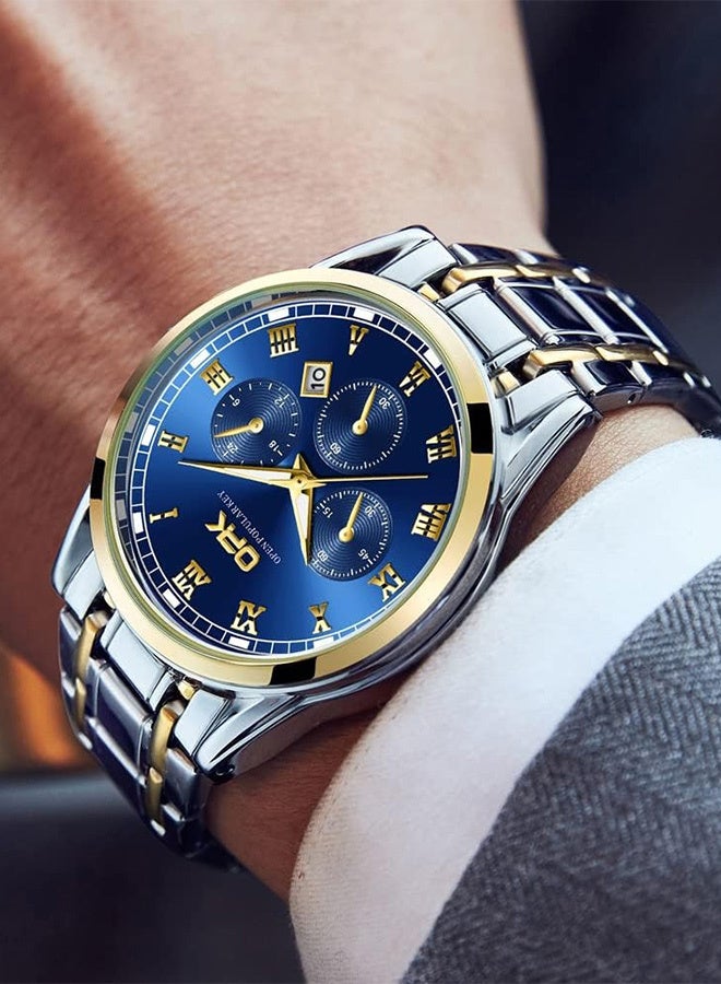 Wrist Watch for Men, Fashion Designed Analog Quartz Men's Watch with Calenda Display, Glow in The Dark Classic Gent's Watch with Stainless Steel Strap - Image 3