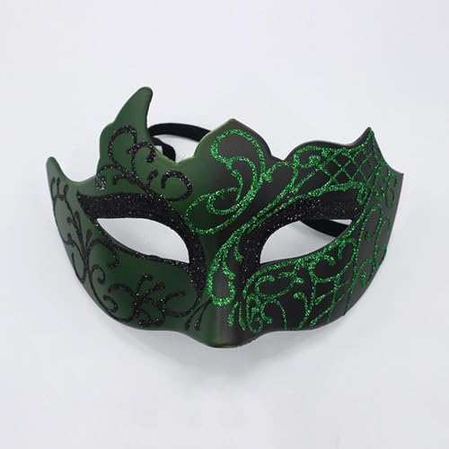 ONESWI Men Masquerade Mask Venetian Mask Greek Roman Mardi Gras Mask for Men (Green) - Image 2