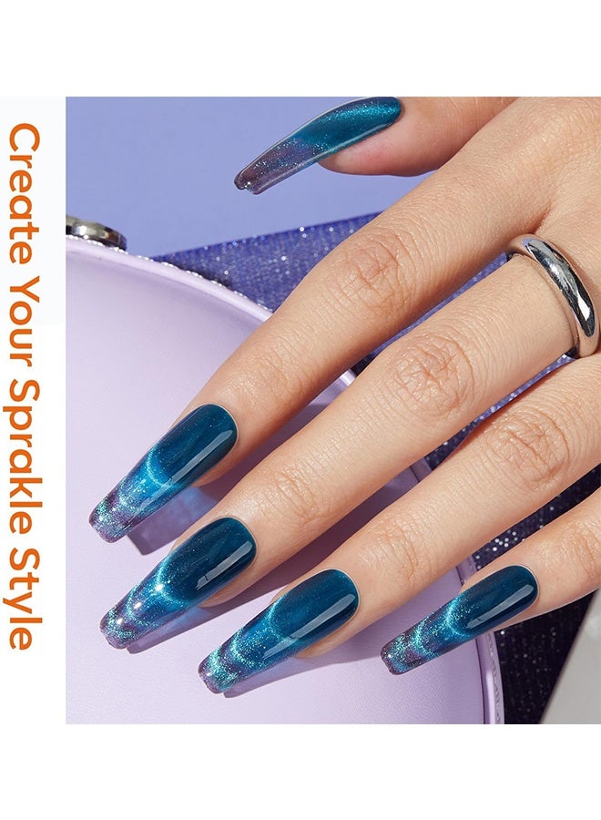 HAVEN Cat Eye Magnetic for Nails,15PCS Cat Eye Gel Nail Polish Magnet Tools Powerful Set Wand Magnet Fall Nail Polish Square Round Magnet Stick Diverse Glassy Cateye Effect - Image 5