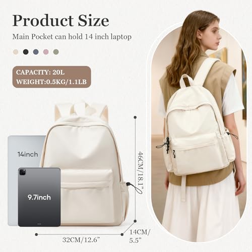 WEPOET White Bookbags For Teen Girls Boys Waterproof College Backpack Middle School bags Lightweight Travel Rucksack Casual Daypack Laptop Backpacks For Men Women - Image 2
