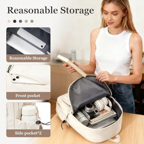 WEPOET White Bookbags For Teen Girls Boys Waterproof College Backpack Middle School bags Lightweight Travel Rucksack Casual Daypack Laptop Backpacks For Men Women - Image 4