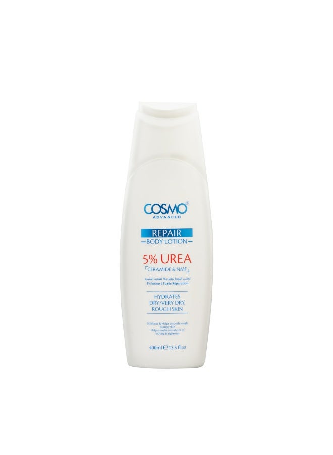 Cosmo Advanced Skin Care 5% Urea Repair Body Lotion 400ml | Formula For Deep Hydration & Moisturizer Very Dry & Rough Skin | Lightweight & Fast Absorbing | Non Sticky | Non Greasy | All Skin Types
