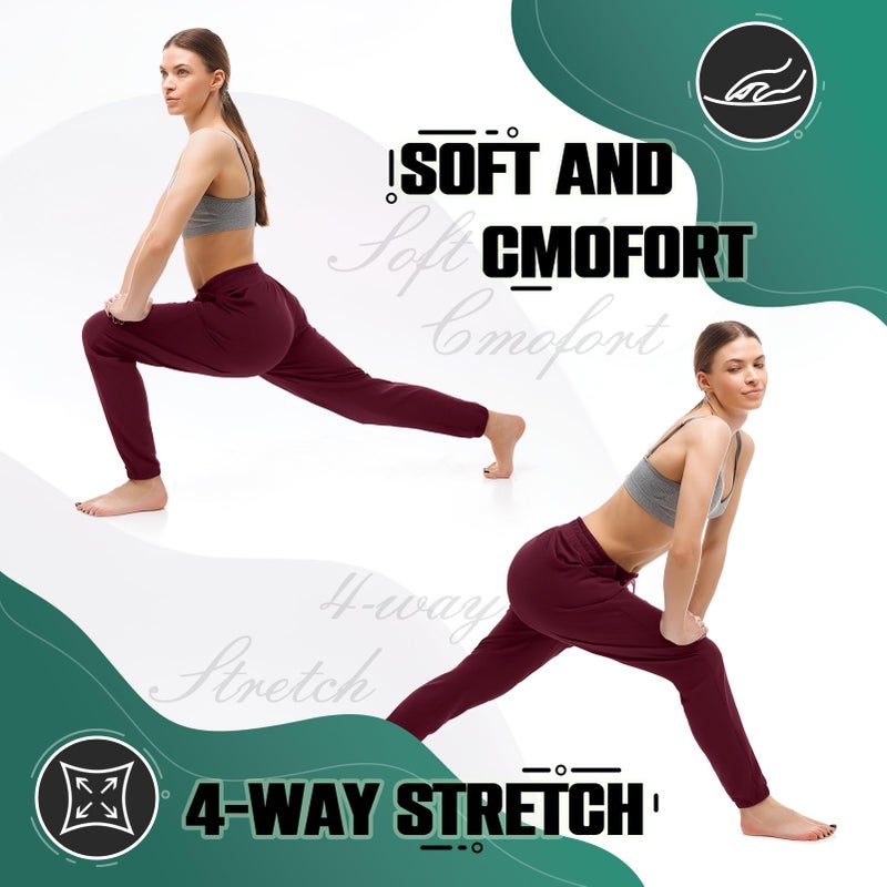 Walifrey Womens Joggers with Pockets, Drawstring Sweatpants Women for Lounging Jogging Gym and Workout Red,1 Pack Red M - Image 4