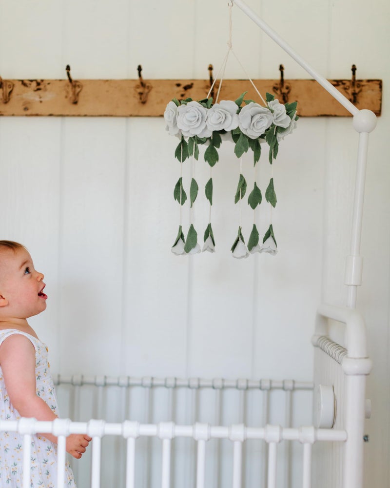Sorrel + Fern Baby Crib Mobile Arm Wooden Holder - Baby Mobile Hanger for Crib (31 inch, 100% Natural Beech Wood) Strong Anti Slip - Nursery Decor & Gift Accessories (White) - Image 2