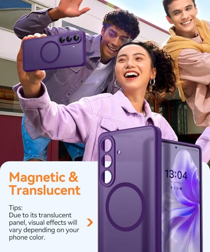 CANSHN Designed for Samsung Galaxy S26 Case (6.3 inch), Upgraded [Full Camera Protection] [Compatible with Magsafe] [Translucent Matte] Shockproof Protective Phone Cover, Deep Purple - Image 4