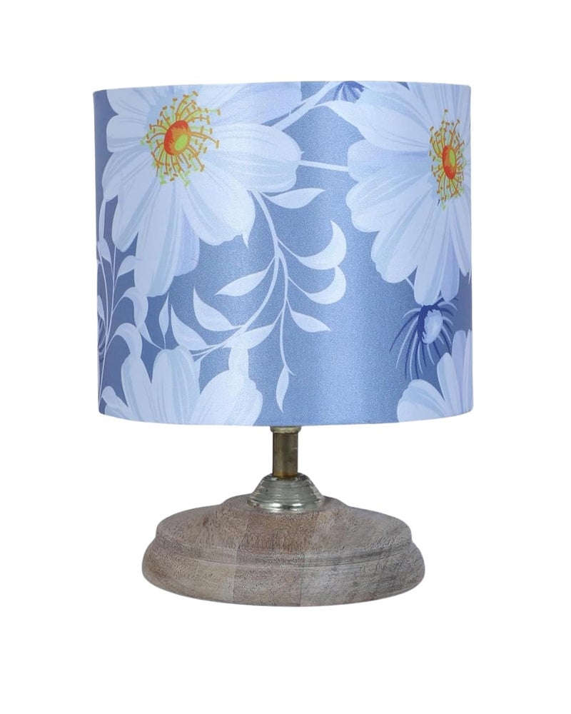 tu casa Wooden Base Bedside Table Lamp with Narcissus Floral Print Satin Shade | Modern Decorative Lamp for Bedroom, Living Room, Office & Gifting - Image 4
