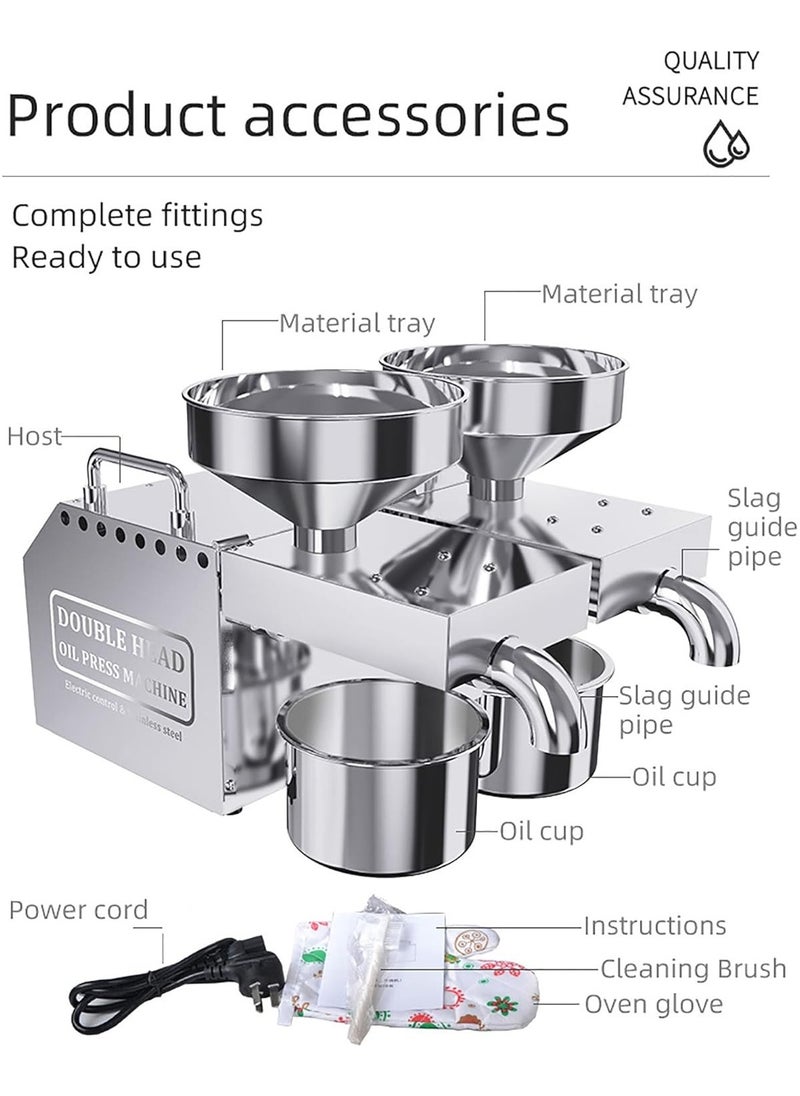 LETWOO - LETWOO Commercial Double Head Oil Press Machine Automatic Electric Oil Press Extractor 304 Stainless Steel Cold/Heat Oil Press expeller Easily Extract Nut Peanut Sesame  Walnut Oil - Image 1