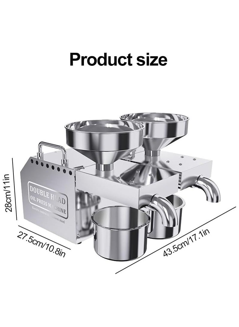 LETWOO - LETWOO Commercial Double Head Oil Press Machine Automatic Electric Oil Press Extractor 304 Stainless Steel Cold/Heat Oil Press expeller Easily Extract Nut Peanut Sesame  Walnut Oil - Image 1