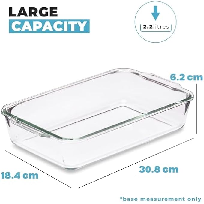 Igluu Meal Prep Glass Oven Dish With Airtight Lid 22L  Set Of 2  Borosilicate Lasagne Dish For Oven Microwave Freezer - Image 2