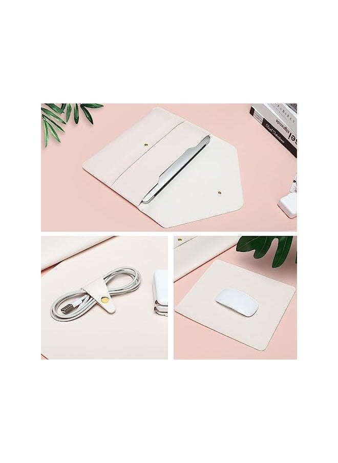Mosiso Laptop Sleeve Compatible with MacBook Pro 14 inch 2021 2022 M1 A2442, Compatible with MacBook Air/Pro, 13-13.3 inch Notebook, Carrying Bag with Small Case & Mouse Pad & Cable Organizer, Beige  - Image 2