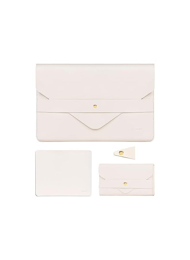 Mosiso Laptop Sleeve Compatible with MacBook Pro 14 inch 2021 2022 M1 A2442, Compatible with MacBook Air/Pro, 13-13.3 inch Notebook, Carrying Bag with Small Case & Mouse Pad & Cable Organizer, Beige  - Image 1