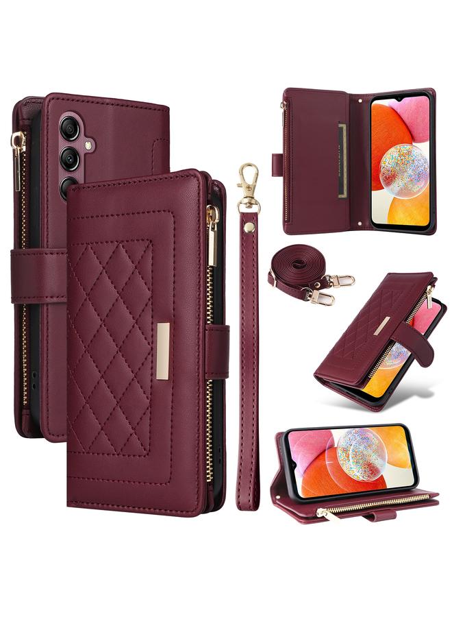 اس-توب جراب لهاتف Samsung Galaxy A15 5G، جراب كروس بودي بسحاب ومحفظة من الجلد بتصميم معين الشكل - Image 1